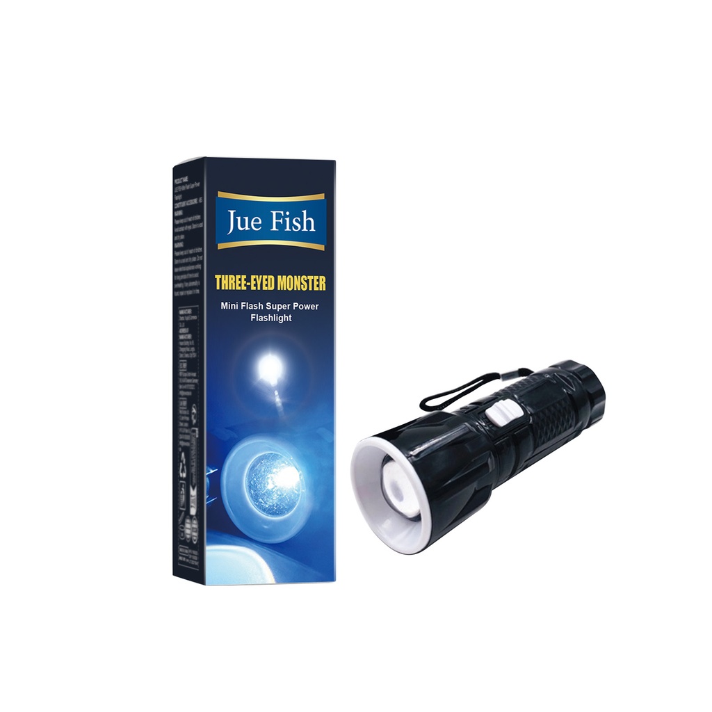 Jue-Fish Đèn Pin Mini Flash Sáng Mạnh Đa Năng Công Suất Lâu Bền Di Động Cao Sáng Đèn Pin Gia Đình