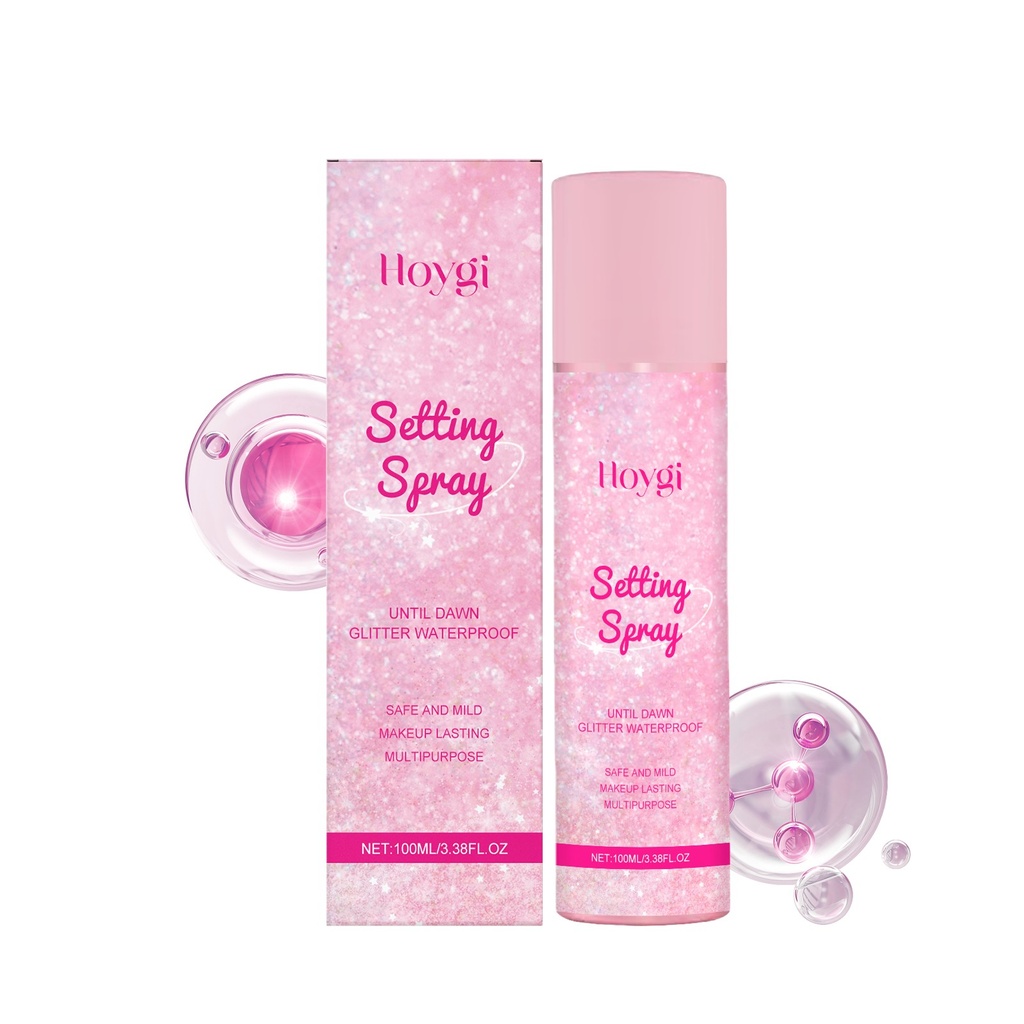 Hoygi Shimmer Setting Spray Trang Điểm Duy Trì Lâu Dài Chống Chà Rửa Sương Mù Tự Nhiên Làm Tươi Mát Cấp Nước Kiểm Soát Dầu Spray