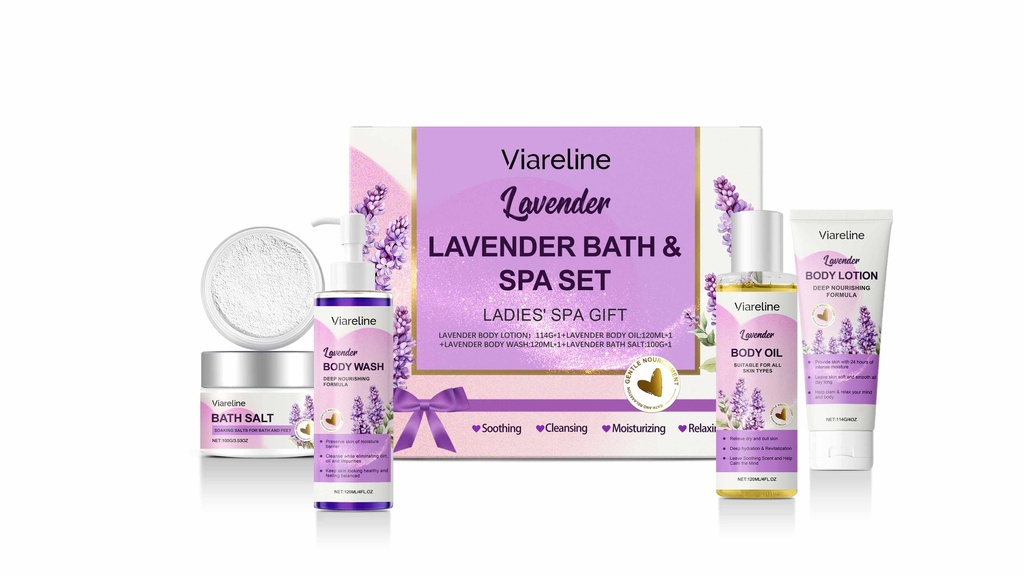 Bộ Tắm Lavender Viareline Dưỡng Ẩm Da, Lưu Hương, Mịn Màng, Mềm Mại và Dịu Nhẹ Cho Vệ Sinh Hàng Ngày