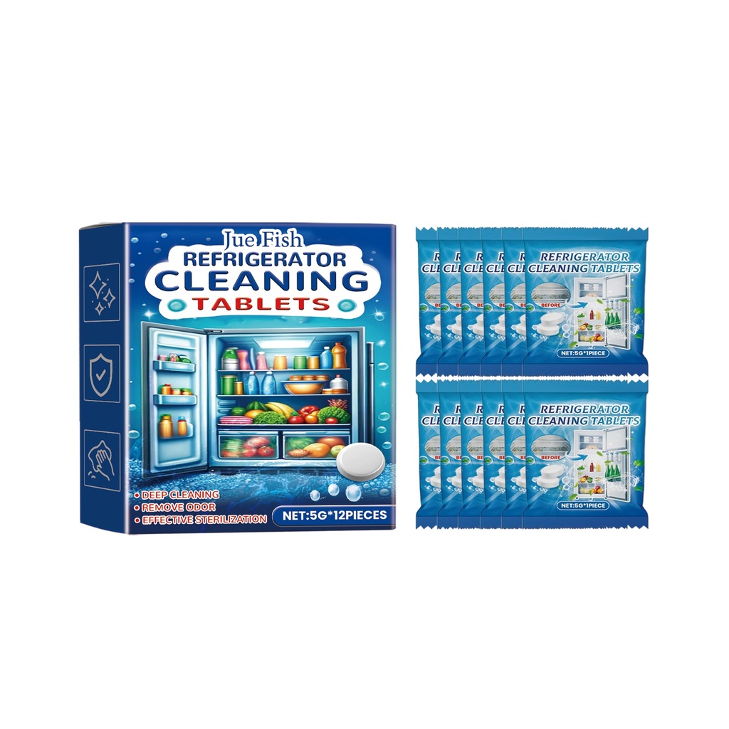 Viên Sủi Tẩy Rửa Tủ Lạnh Jue-Fish, Tẩy Rửa Tủ Lạnh Nhà Bếp, Chống Dầu, Chống Mùi, Viên Tẩy Rửa Đa Năng
