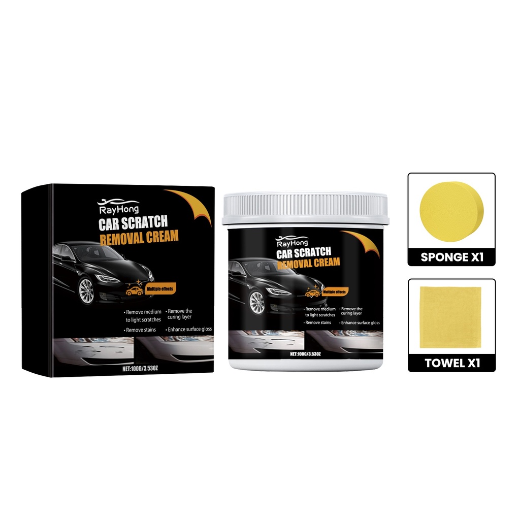 Rayhong Car Scratch Removal Cream, Decontamination Dust Repair Car Paint Scratches Polishing Maintenance Refurbishment Coating Paste