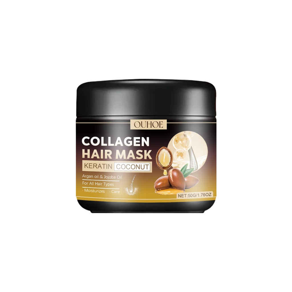 Mặt Nạ Tóc Collagen OUHOE, Khôi Phục Tóc Khô và Xù, Dưỡng Ẩm Sâu và Mượt Mà