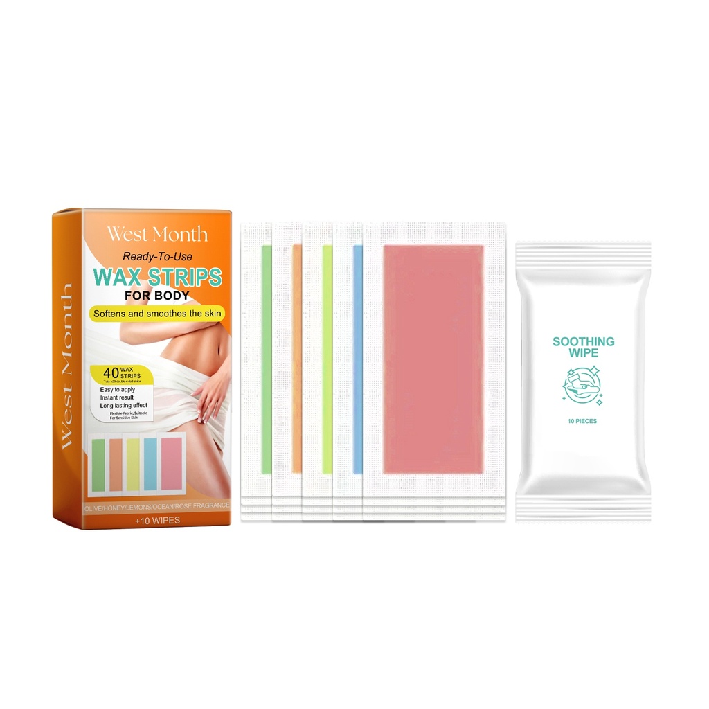 Giấy Wax Tẩy Lông West&Month, Điều Trị Tẩy Lông Nách, Chân và Toàn Thân Nhẹ Nhàng Không Kích Thích Da, Làm Mềm Mịn Da