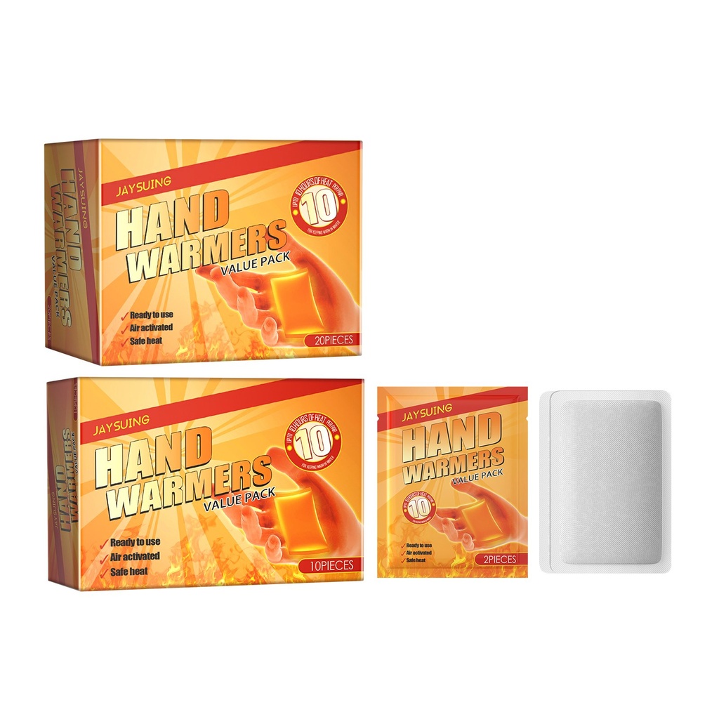 Gói Sưởi Tay Jaysuing (10 gói) Di Động, Thoải Mái, Miếng Nóng Tự Nhiệt, Miếng Nóng Vùng Bụng, Miếng Nóng Cho Vùng Bụng và Cơ Thể