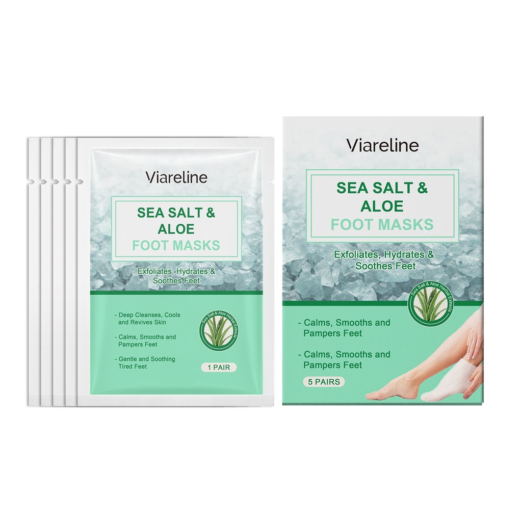 Mặt nạ chân tẩy tế bào chết và cung cấp độ ẩm Viareline Sea Salt - làm sạch chân, cung cấp độ ẩm và làm mềm da