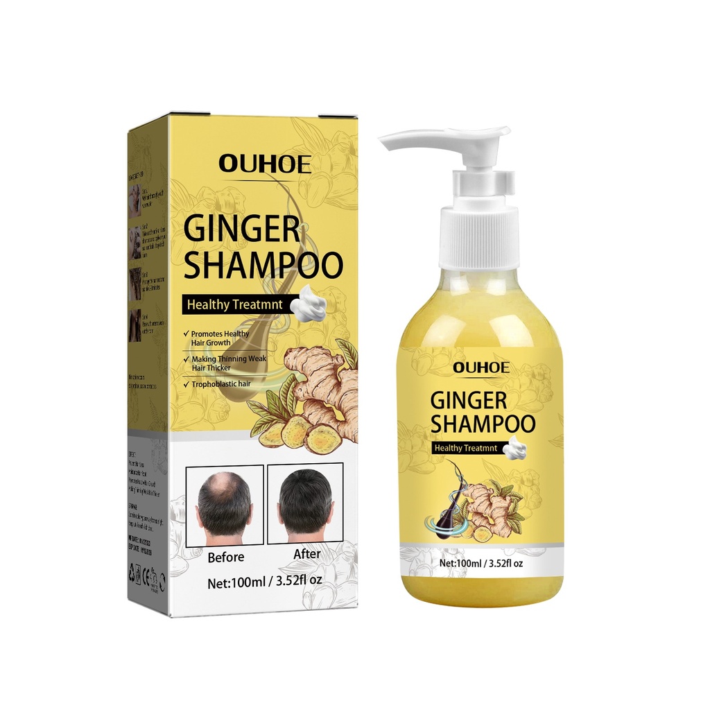 Shampoo Dày Tóc Gừng OUHOE, Cung Cấp Độ Ẩm, Giảm Ngứa Và Tăng Cường Chăm Sóc Tóc Dày Đầy Đặn.