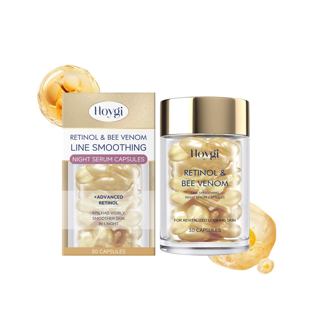 Viên nang mặt Hoygi Retinol Beesvenom nhẹ nhàng cung cấp độ ẩm cho da mặt, nâng cơ và cải thiện chất lượng da