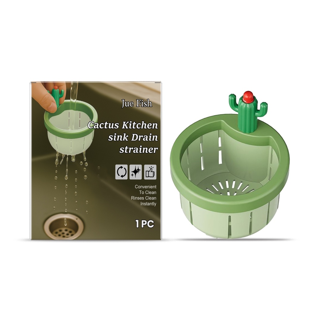 Giỏ lọc Jue Fish hình xương rồng, giỏ lọc cặn rác thải nhà bếp, lọc chống tắc nghẽn sáng tạo gia đình