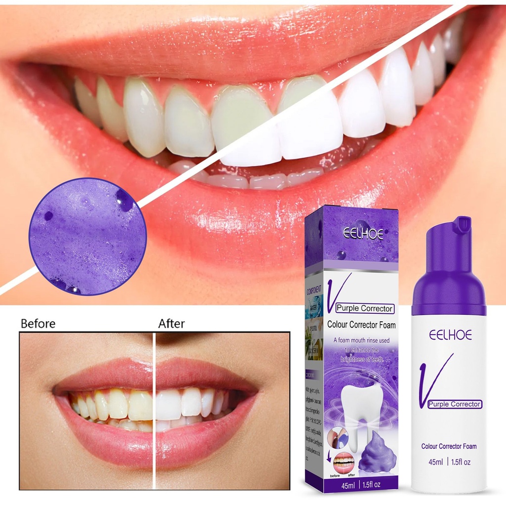 EELHOE V34 Purple Toned Tooth Mousse Toothpaste Teeth Cleaning Stains Smoke Tartar Oral Care