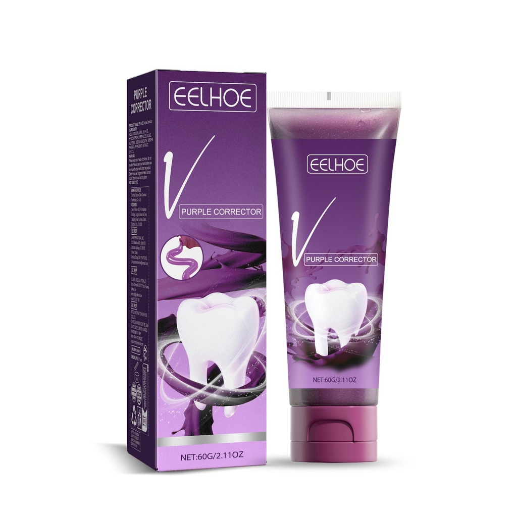 EELHOE V34 Purple Tone Cleaning Toothpaste Gently Cleans Teeth Tartar Stains Breath Odor Fresh Mouth Care