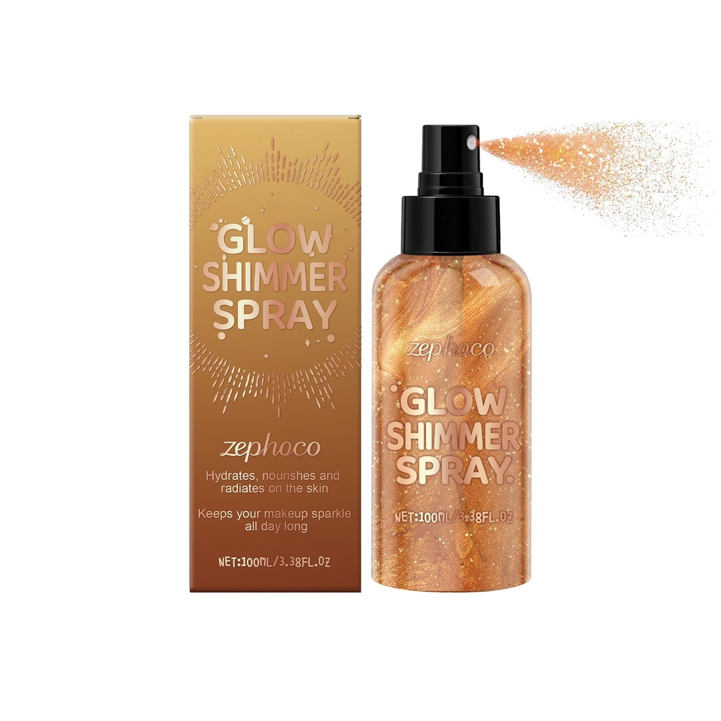 zephoco Shining Body Flash Spray, Bột Tự Nhiên, Làm Sáng, Lâu Dài Và Không Dính