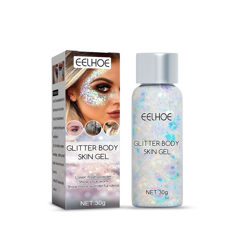 EELHOE Gel da lấp lánh (Trắng) Đồ trang điểm Gel sequin vảy cá Đạo cụ trang điểm sân khấu Phấn mắt