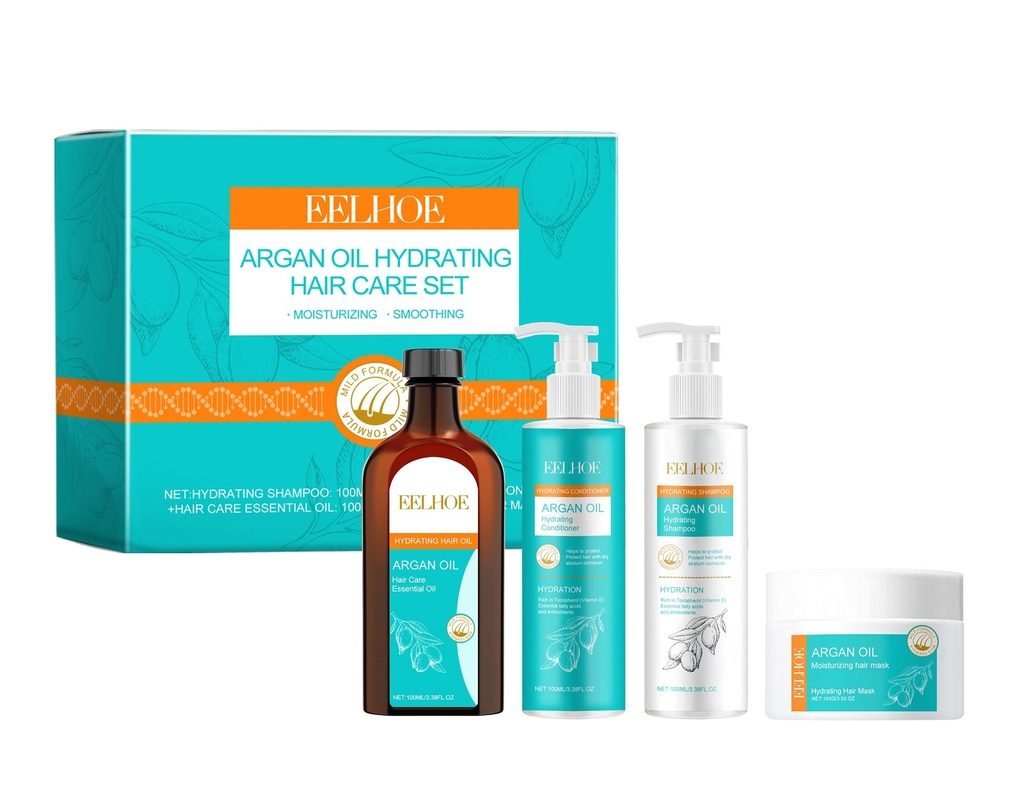 EELHOE Bộ Chăm Sóc Tóc Dưỡng Ẩm Dầu Argan, Nuôi Dưỡng và Điều Trị Tóc Khô Mượt Mà và Bóng Bẩy