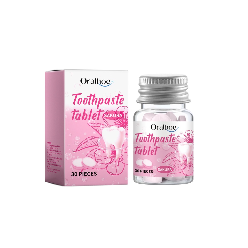 Viên nén kem đánh răng Oralhoe cho việc làm sạch sâu răng, chăm sóc răng miệng, làm sạch vết bẩn vàng, viên kem đánh răng di động