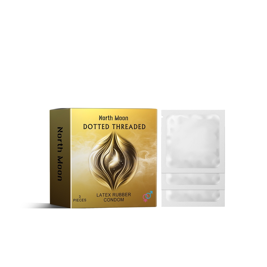 North Moon Latex Rubber Condom, Couple Body Safety Protection Thread Hyaluronic Acid Series