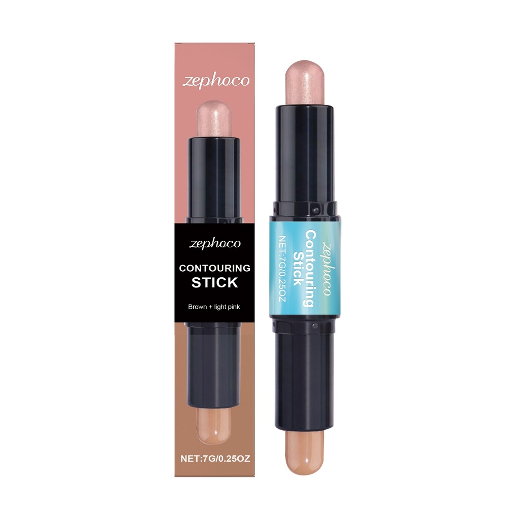 que tạo khối mặt bóng 2-In-1 zephoco, công cụ tạo khối đầu đôi bóng cao, có thể làm tăng vẻ ngoài ba chiều của khuôn mặt và ngăn lớp trang điểm dễ bị trôi