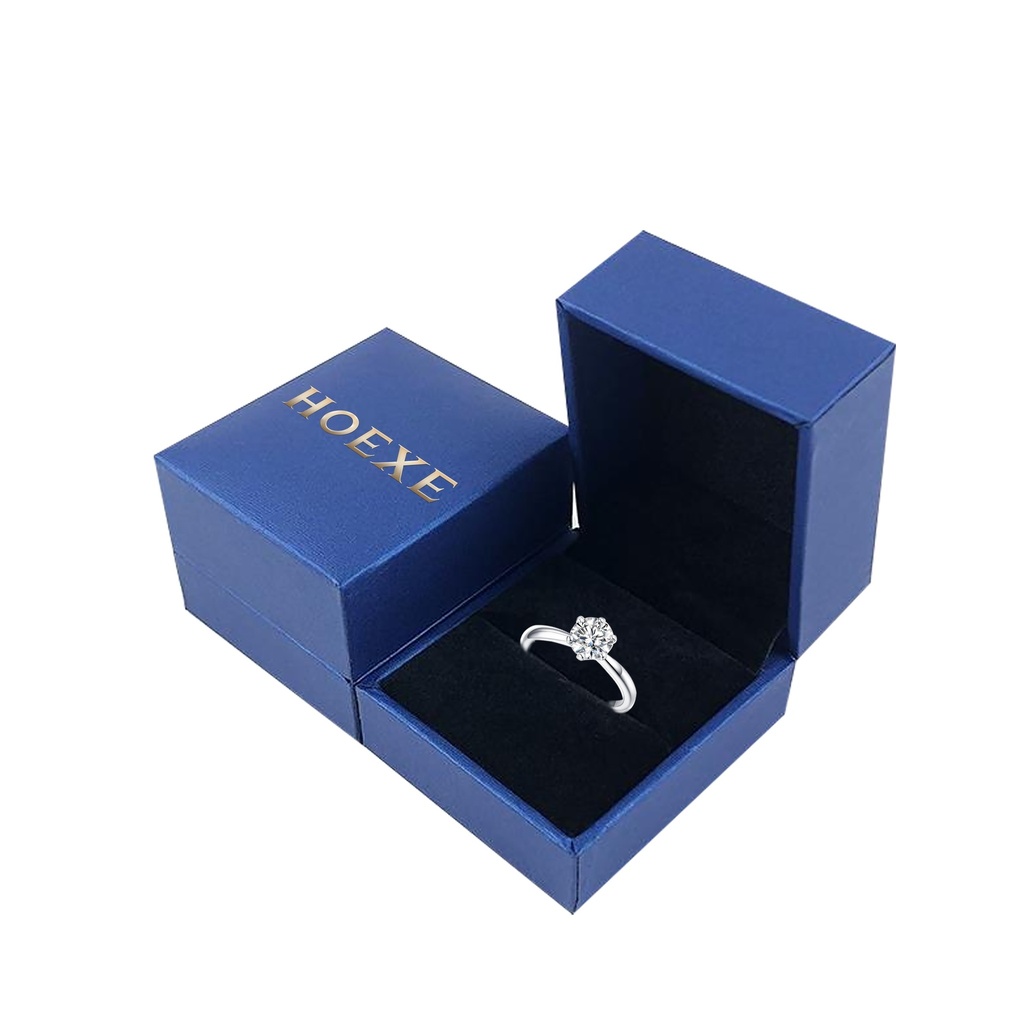 Nhẫn Kim Cương Một Carat Hoexe, Nhẫn Trang Trí Niche Đơn Giản Nhẫn Kim Cương Sáu Chân