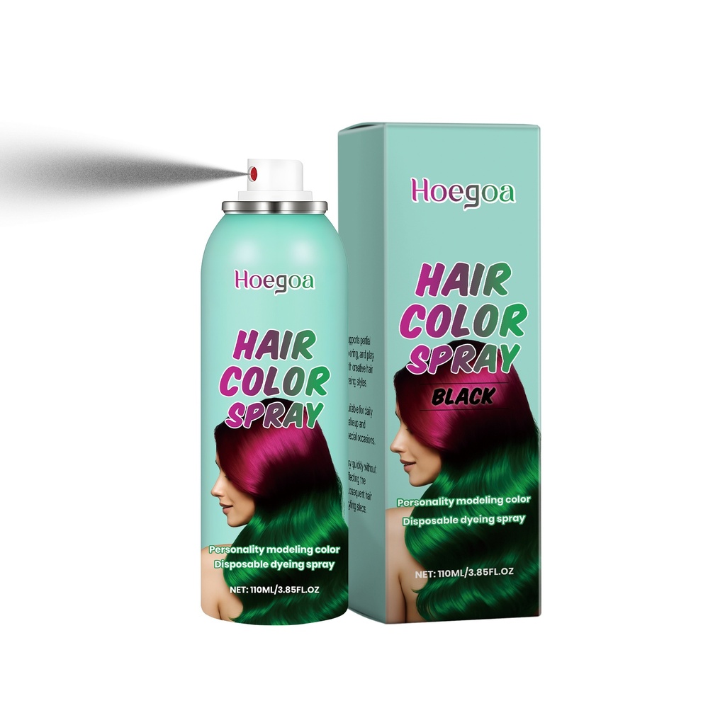 Xịt Tóc Tạm Thời Hoegoa Màu Đen Với Thành Phần Từ Thiên Nhiên, Thời Trang và Tự Nhiên, Che Phủ, Dễ Dàng Tô Màu, Chăm Sóc Tóc Tạm Thời