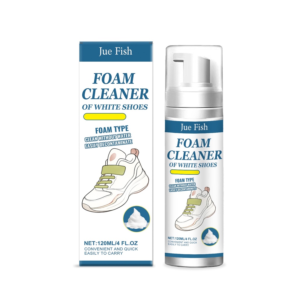 Nước tẩy giày trắng Jue Fish cho việc loại bỏ vết bẩn, vàng và ngăn chặn ôxy hóa. Một chất tẩy rửa hàng ngày di động cho giày trắng nhỏ