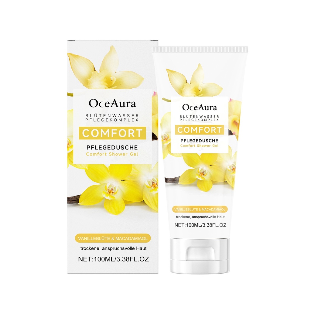 OceAura Sữa Tắm Vanillla Thoải Mái, Sữa Tắm Thảo Dược Cấp Ẩm Nhẹ, Cung Cấp Nước, Làm Sạch và Dưỡng Ẩm