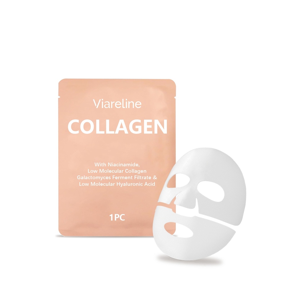 Viareline Collagen Mặt nạ cấp ẩm và dưỡng ẩm, Cung cấp độ ẩm nhẹ nhàng và làm mềm da mặt với mặt nạ trong suốt và thẩm thấu