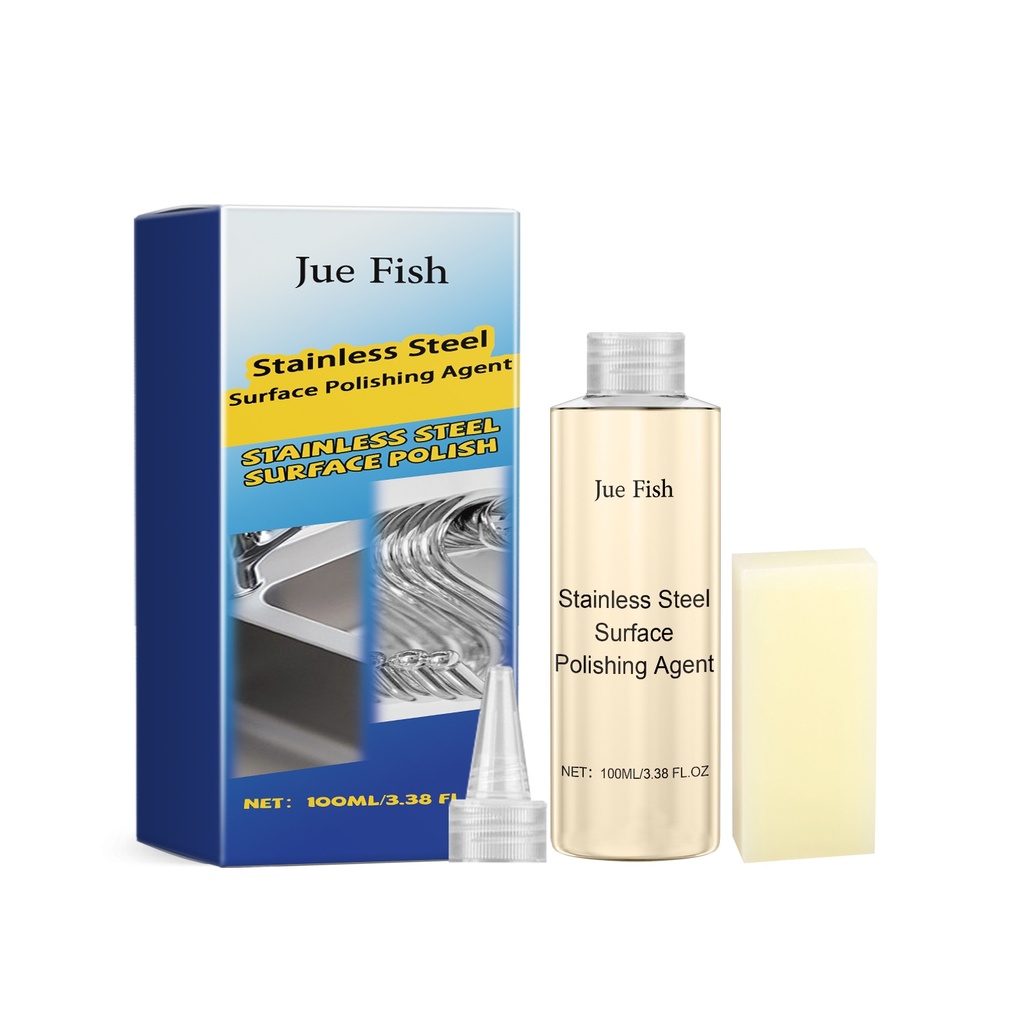 Bột đánh bóng thép không gỉ Jue-Fish, làm sạch và loại bỏ vết bẩn, đánh bóng sáng bóng, chăm sóc bảo trì nhẹ nhàng
