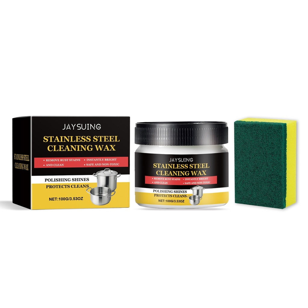 Jaysuing Dung dịch làm sạch inox, Dụng cụ nhà bếp, Đánh bóng mỡ, Bề mặt gương bảo vệ, Bột làm sạch đa năng cho bếp và nhà tắm