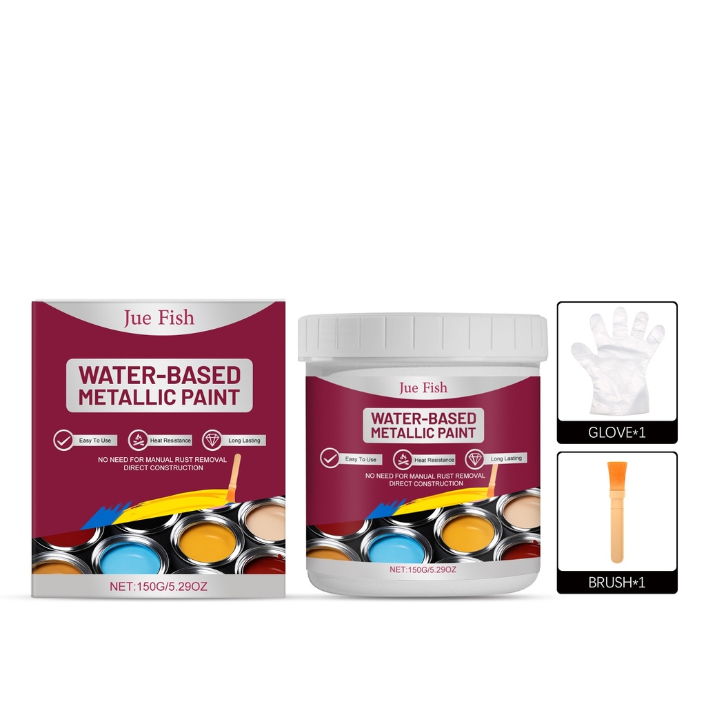 Sơn kim loại nước đen Jue Fish, lớp chống ăn mòn, bộ cọ tự cấp, sơn chống gỉ cho xe hơi