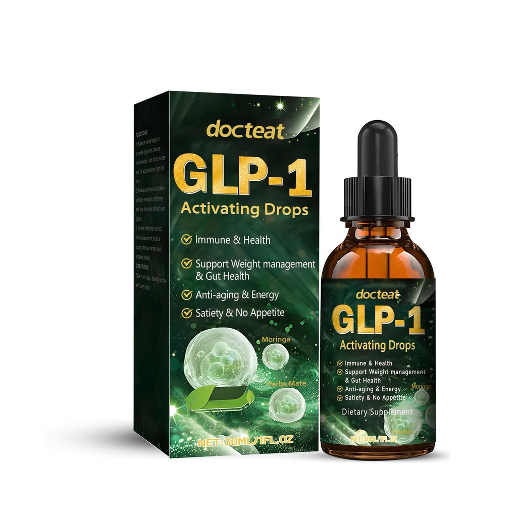 Giọt Moringa GLP-1 Docteat điều chỉnh việc sử dụng đường của cơ thể, giảm cảm giác thèm ăn và quản lý vóc dáng