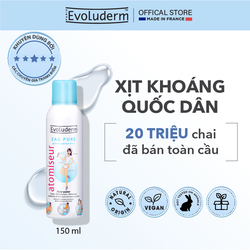 Nước Xịt khoáng Evoluderm chính hãng dưỡng ẩm, làm dịu da 150ml, 50ml