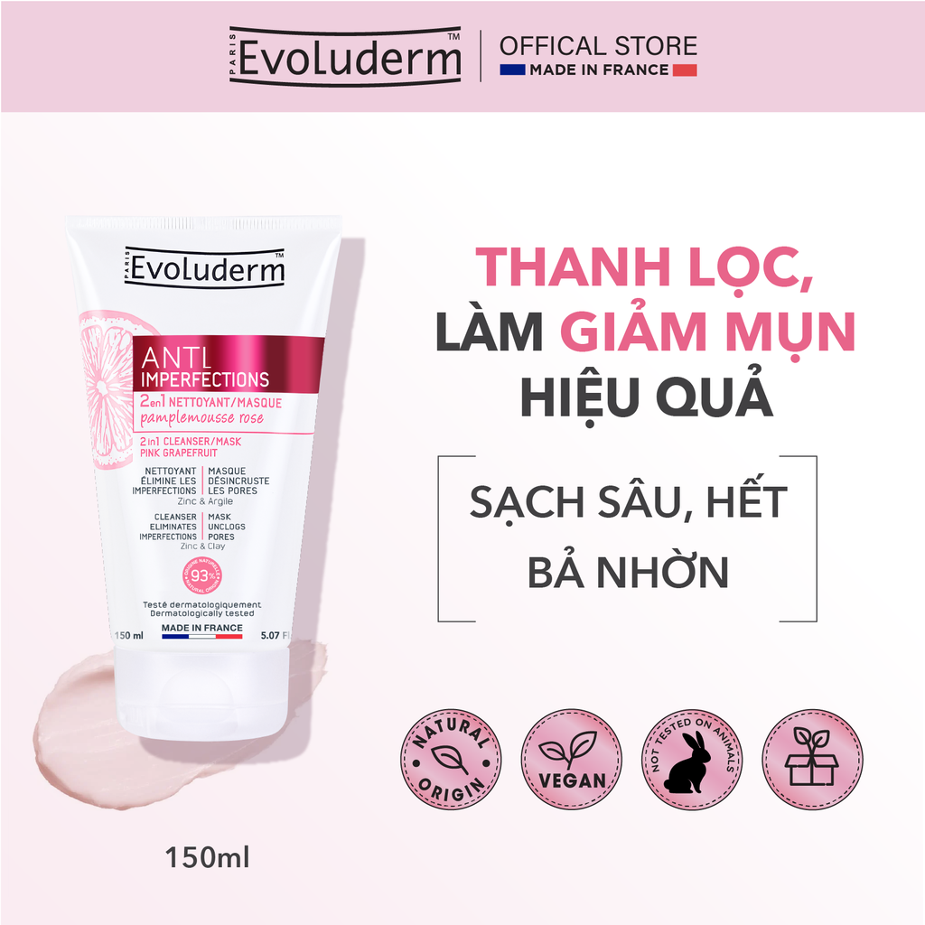 Sữa rửa mặt kiêm mặt nạ 2 in 1 tinh chất bưởi hồng dành cho da dầu mụn 150ml