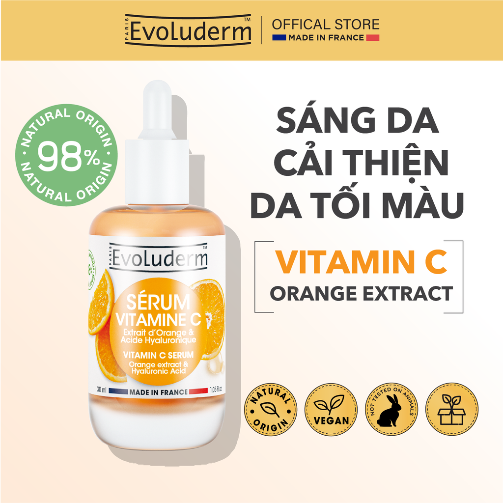 Tinh chất serum Evoluderm dưỡng trắng sáng da Vitamin C 30ml