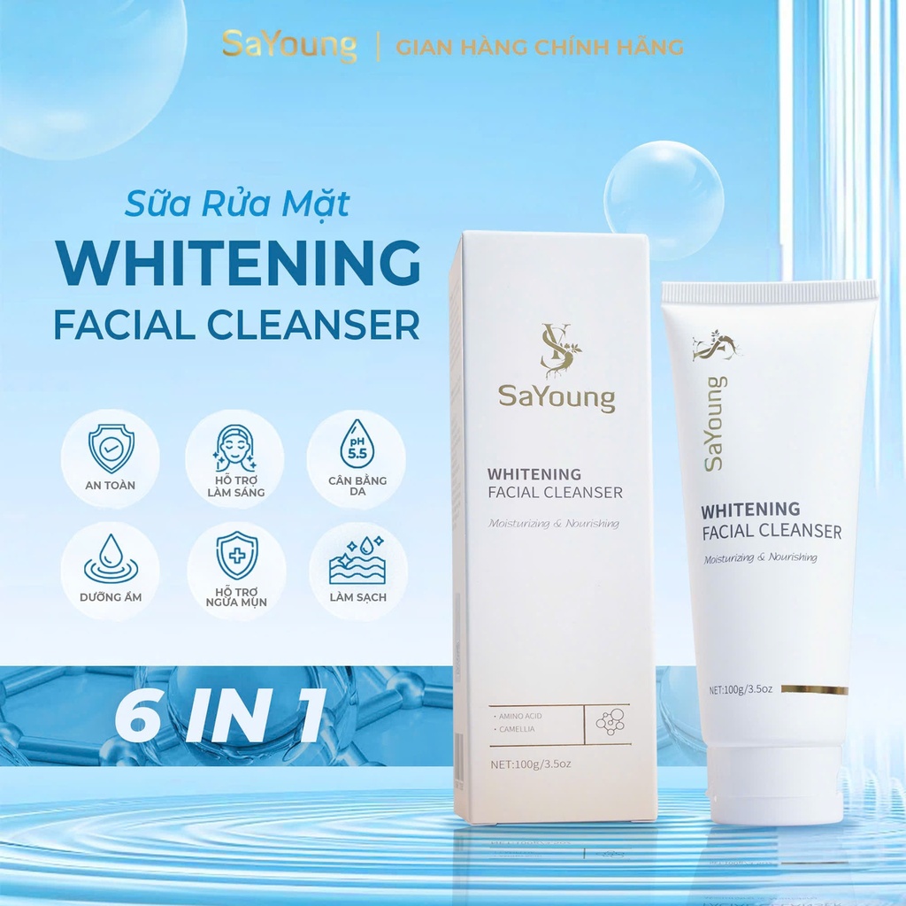 Sữa Rửa Mặt SaYoung WHITENING FACIAL CLEANSER .Hỗ Trợ Cấp Ẩm ,Sáng Da 100ml