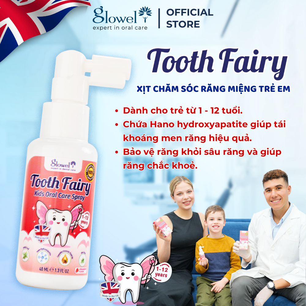 Xịt Chống Sâu Răng Cho Trẻ Từ 1-12 tuổi Glowel 40ml - Nhập Khẩu Anh Quốc| Bảo Vệ Răng Trẻ Chắc Khoẻ