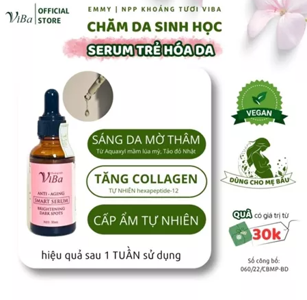 Serum Trẻ Hóa VIBA  thông minh, dưỡng ẩm, sáng da, mờ đóm nâu, da đều màu, giảm vết nhăn, chân chim