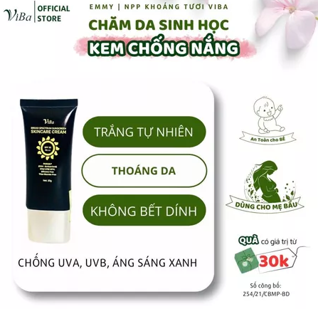 Kem chống nắng phổ rộng dưỡng da VIBA, không Silicone, không Titan oxide