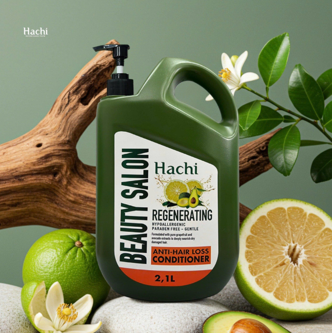DẦU XẢ THIÊN NHIÊN HACHI DÀNH CHO TÓC GÃY RỤNG 2.1L (HACHI NATURAL REGENERATING CONDITIONER 2.1L)