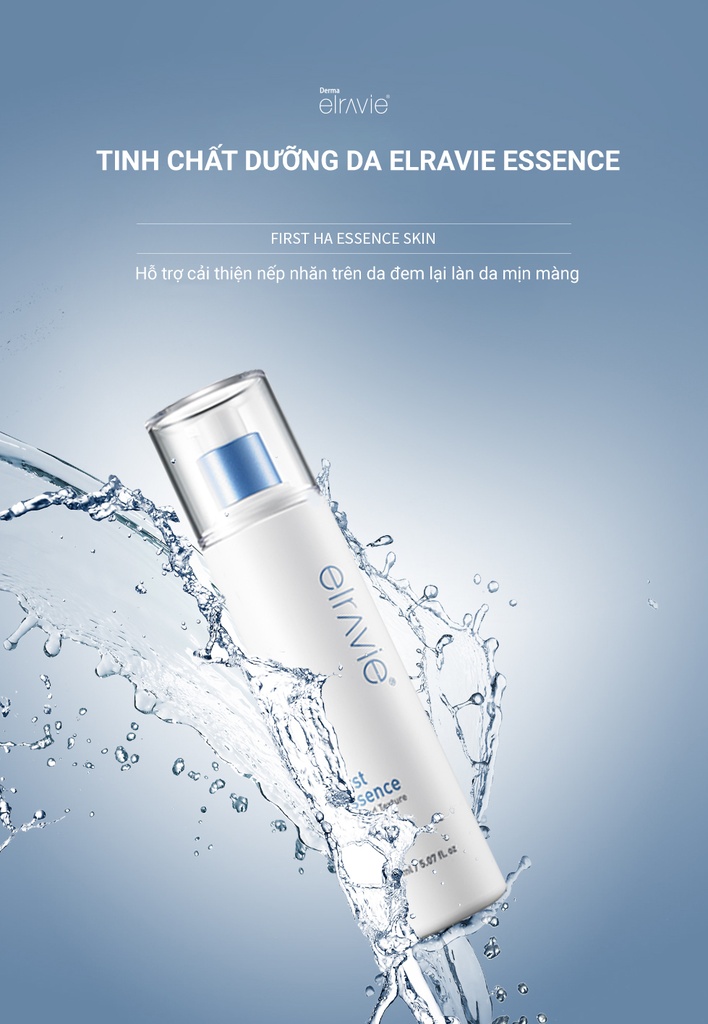 Toner Tinh Chất Cân Bằng Dưỡng Ẩm Dịu Nhẹ, Tăng Cường Hấp Thụ Elravie First HA Essence 150ml