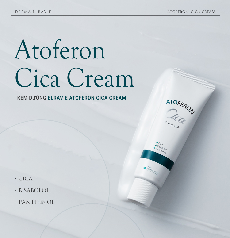 Kem Dưỡng Làm Dịu, Không Gây Kích Ứng, Nhờn Dính Cho Da Nhạy Cảm Elravie Atoferon Cica Cream 50ml