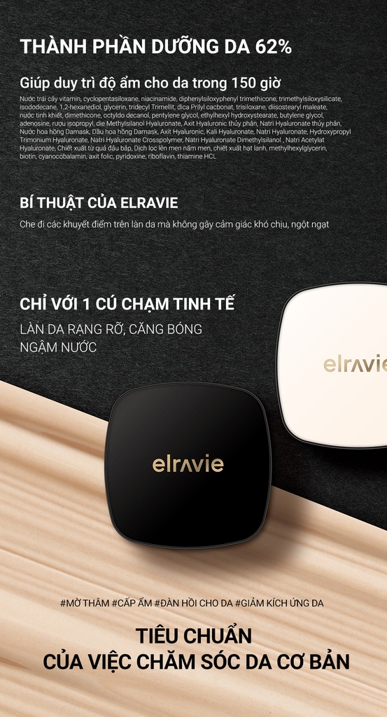 Phấn Nước Trang Điểm Mỏng Nhẹ, Dưỡng Sáng Elravie Mela Return 1 lõi 15g