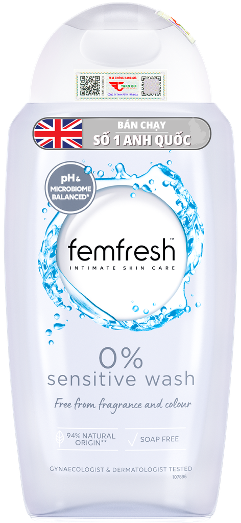Dung dịch vệ sinh phụ nữ cao cấp Femfresh 0% Sensitive dành cho da nhạy cảm(màu xám)
