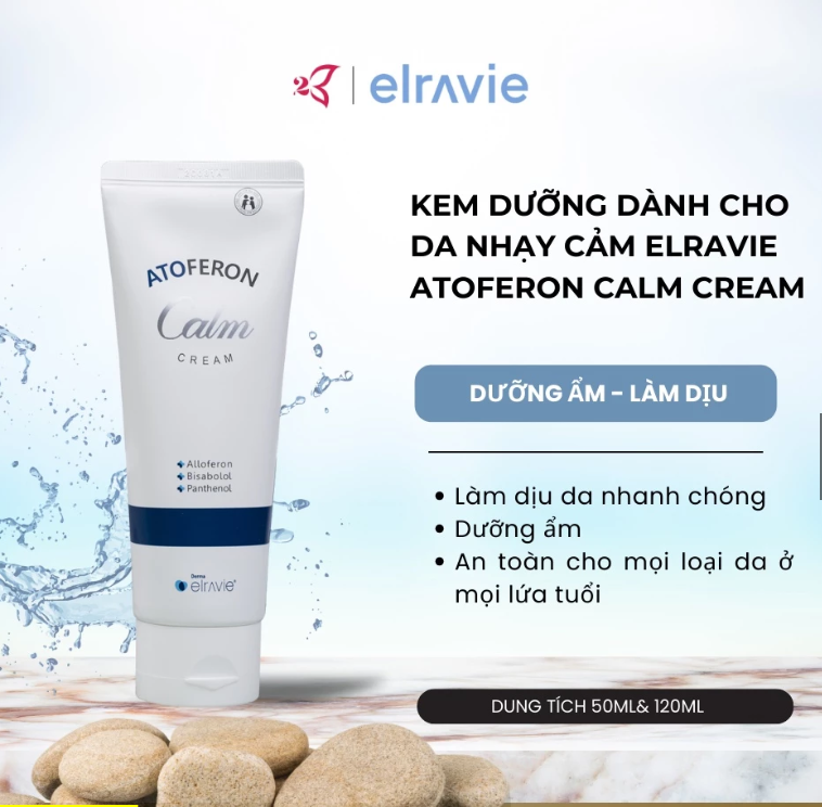 Kem Dưỡng Làm Dịu, Không Gây Kích Ứng, Nhờn Dính Cho Da Nhạy Cảm Elravie Atoferon Cica Cream 