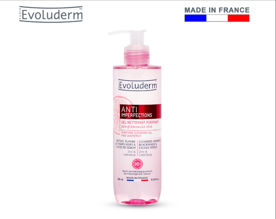 Gel rửa mặt thiên nhiên thuần chay Evoluderm cho da dầu mụn