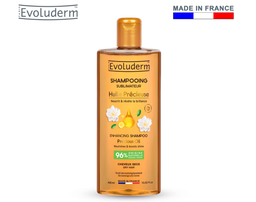 Dầu gội thiên nhiên không Silicon Evoluderm chiết xuất tinh dầu hoa trà, lưu ly và Argan dành cho tóc khô 400ml