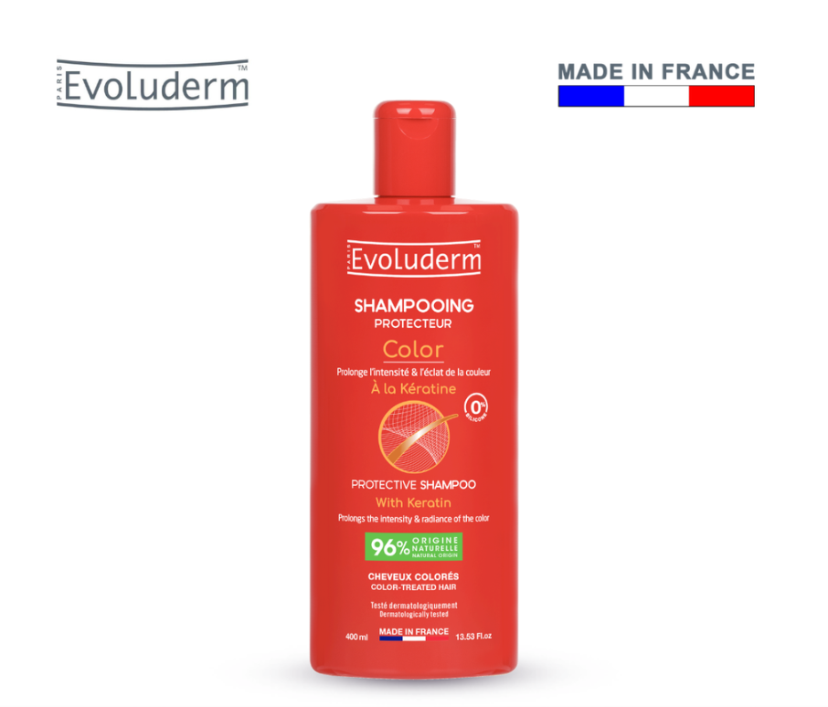 Dầu gội thiên nhiên không Silicon Evoluderm bổ sung Keratin dành cho tóc uốn nhuộm 400ml