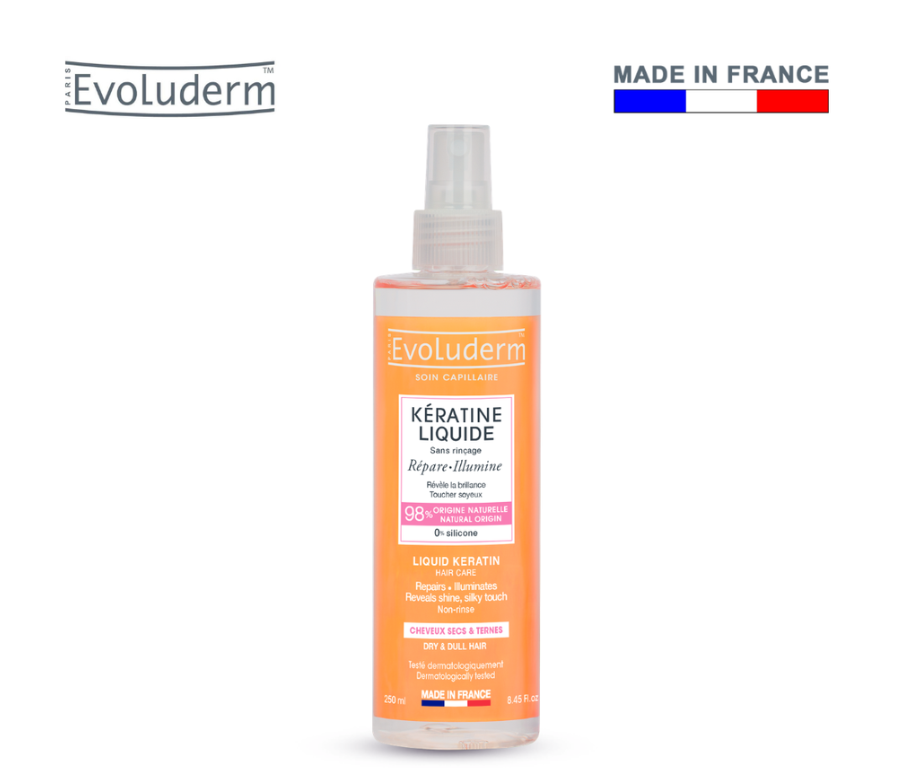 Xịt dưỡng tóc thiên nhiên không Silicon Evoluderm bổ sung Keratin 250ml