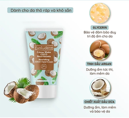 Kem dưỡng da tay thiên nhiên thuần chay Evoluderm tinh chất dừa 50ml