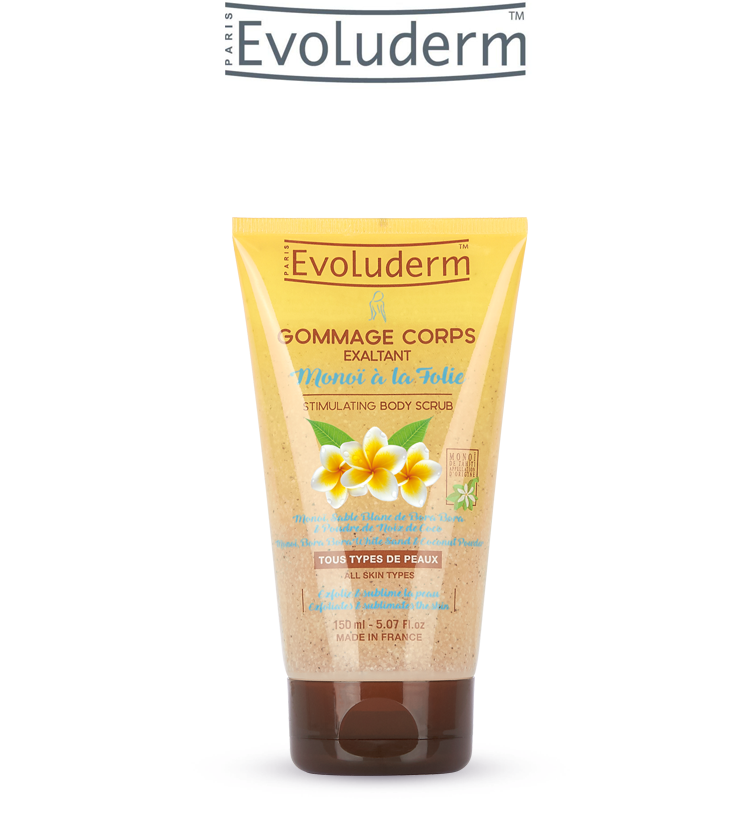 Tẩy tế bào chết toàn thân thiên nhiên thuần chay Evoluderm chiết xuất hoa sứ Monoi 150g