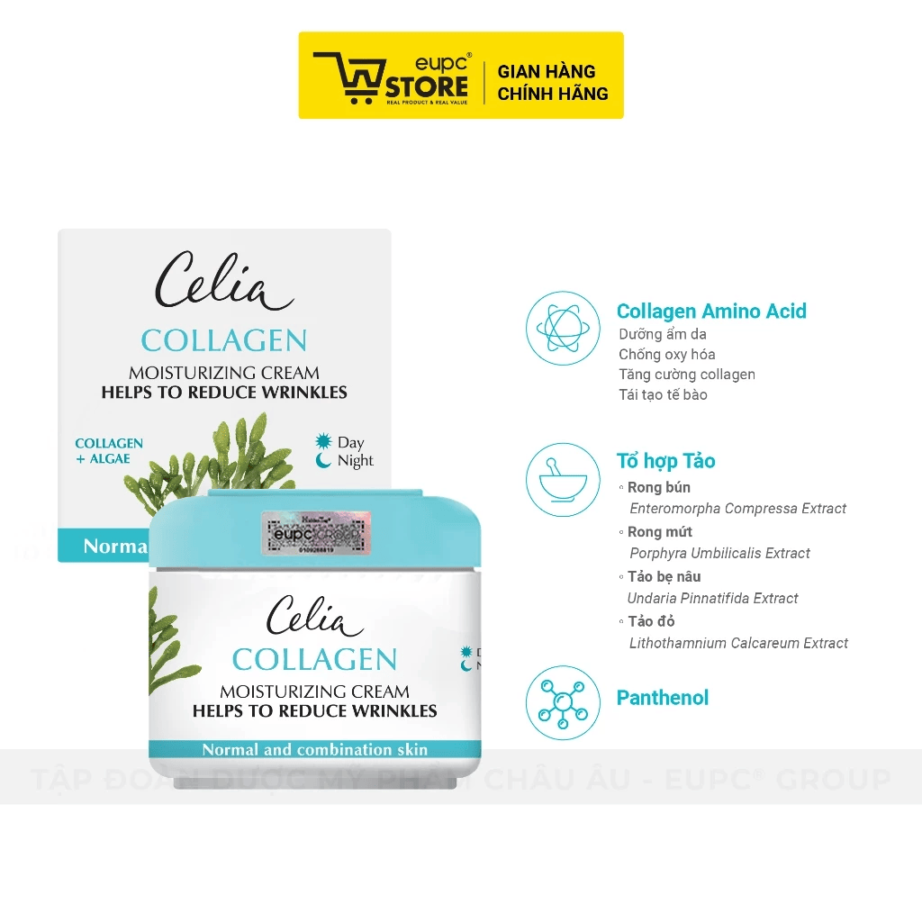 Celia Collagen Moisturizing Cream Helps To Reduce Wrinkles 50ml - Kem Bảo vệ Dưỡng ẩm chống nhăn Collagen