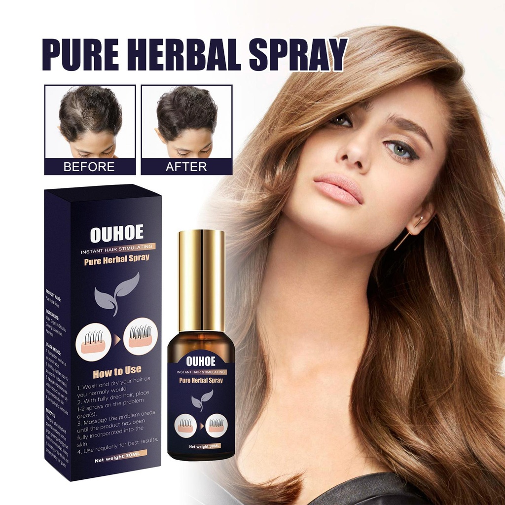 Xịt thảo dược OUHOE dày, nuôi dưỡng tóc ngăn ngừa rụng tóc, làm dày và chắc khỏe tóc.